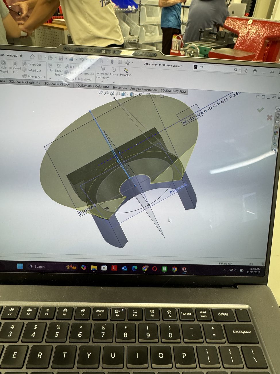 SolidWorks CAD for a water pump wheel attachment